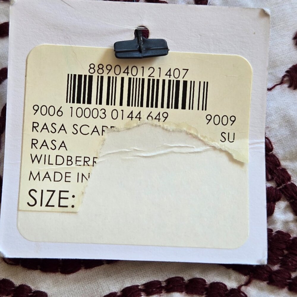 NWT Club Monaco Rasa Embroidered Scarf Cotton Silk Wildberry - Picture 12 of 12